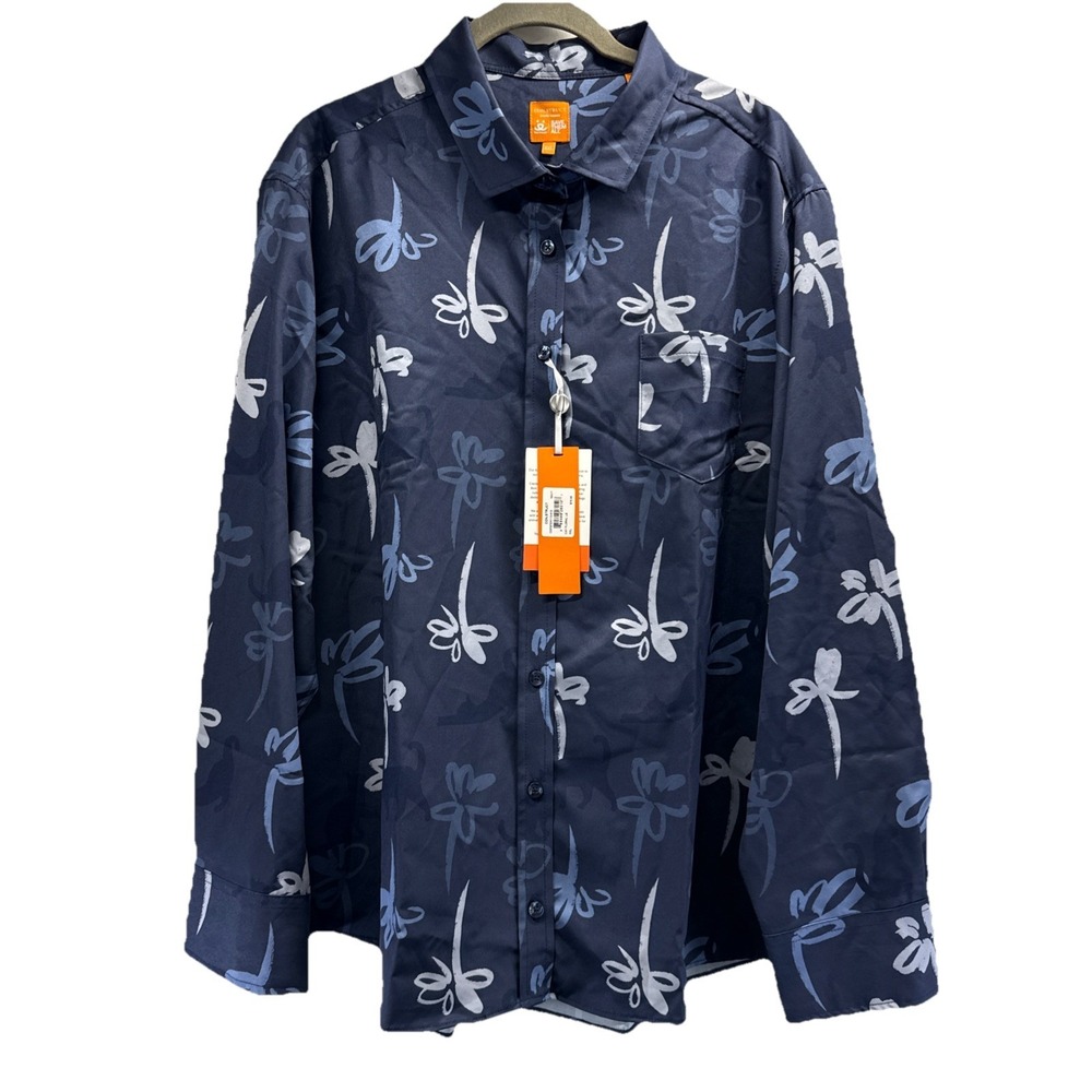 Con.Struct‎ Men's Button Down Shirt Size XXL Blue Slinky Long Sleeve Stretch NWT